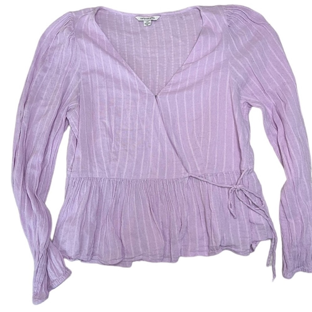 American Eagle Tie Wrap Peplum Top L